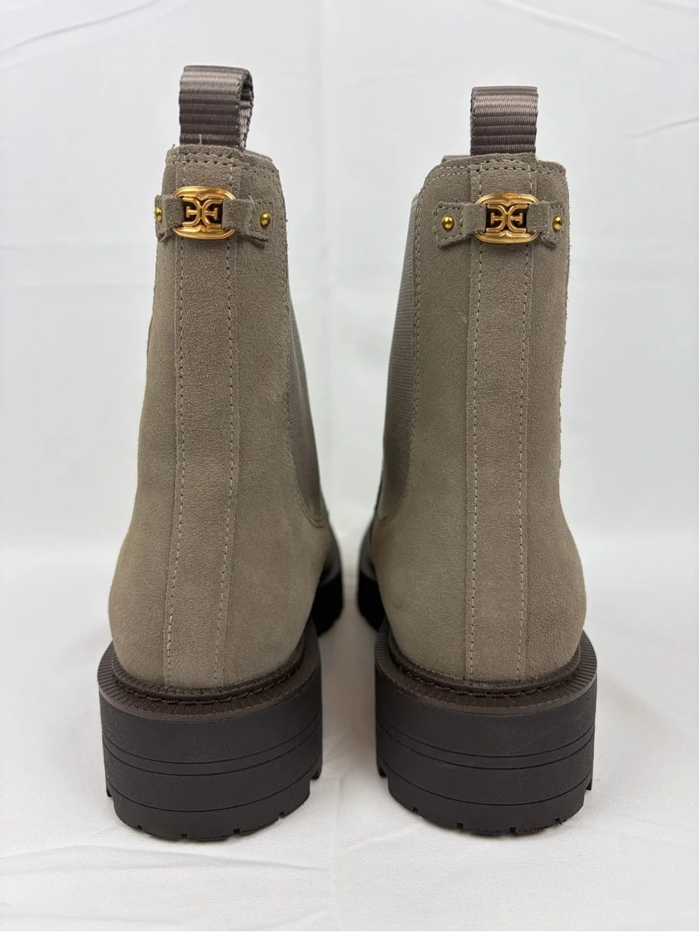 Sam Edelman Suede Leather Laguna Chelsea Boots Women’s 9 Grey Beige